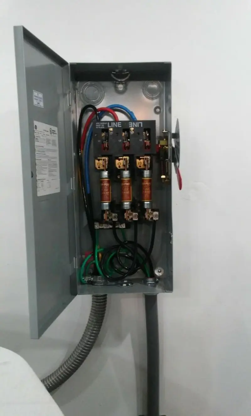 Three-phase disconnect switch installed for Electrical Wiring & Rewiring in Asbury Lake